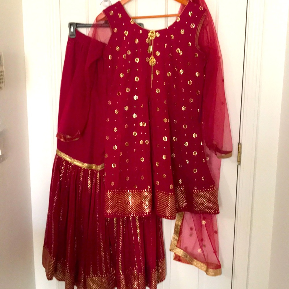 Red sharara suit long sleeve small/ med